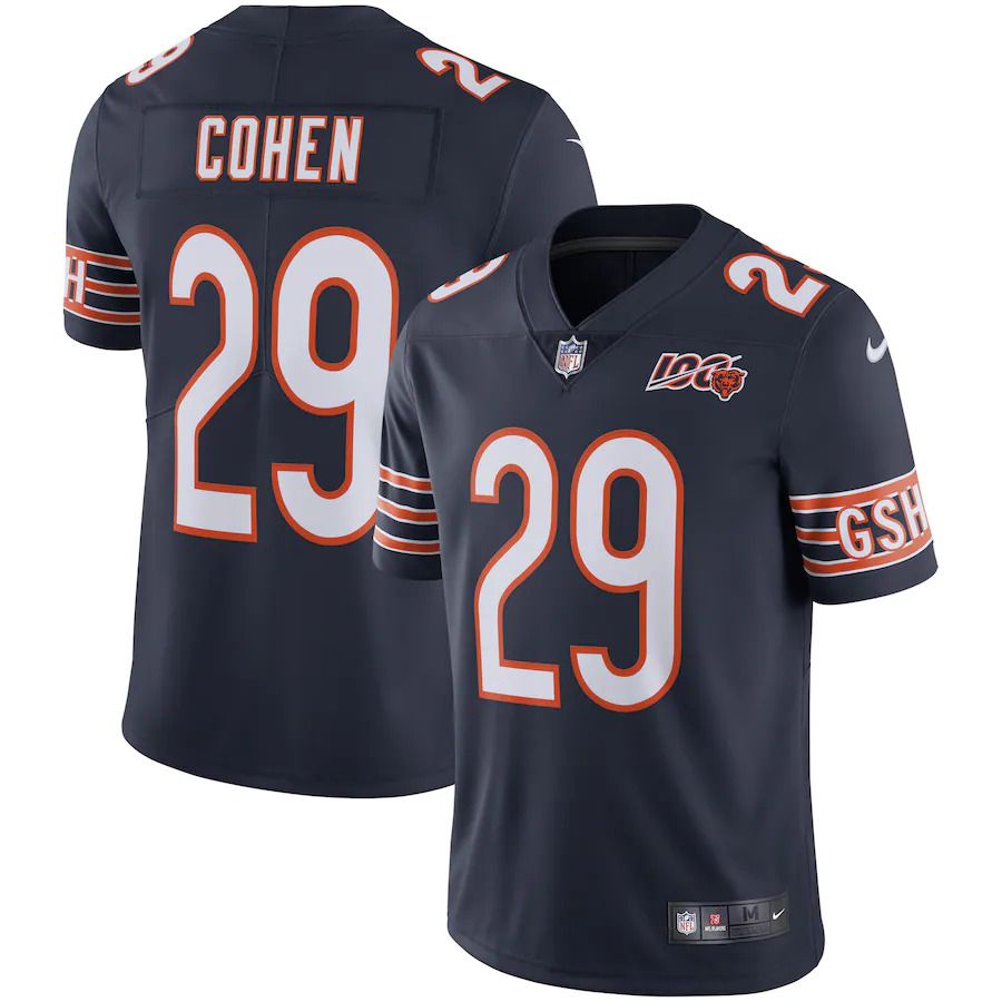 Men Chicago Bears #29 Tarik Cohen Nike Navy NFL 100th Season Limited NFL Jersey